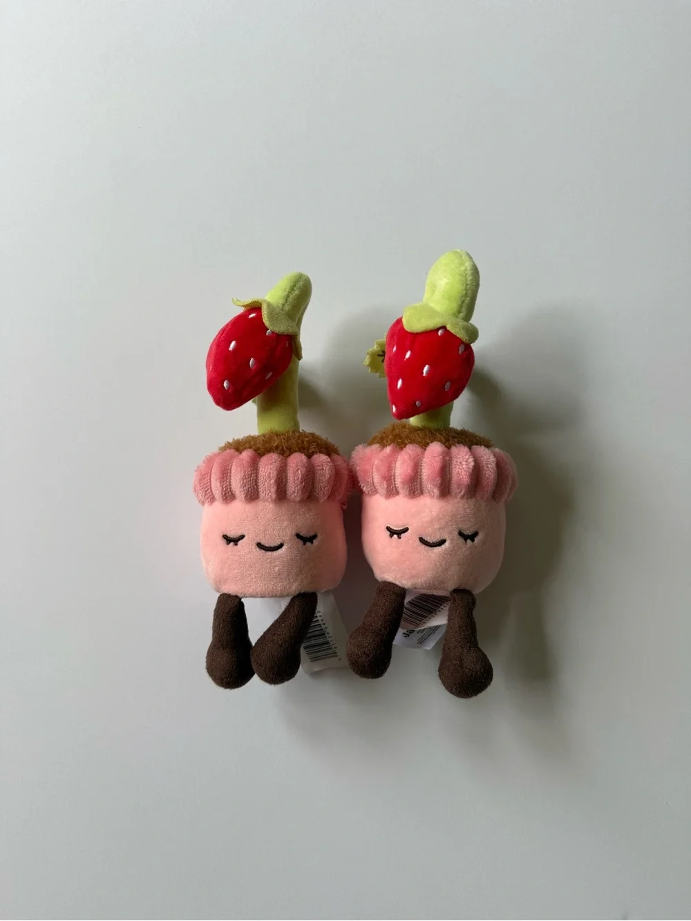 Russ Strawberry Potted Plush Pair - Pink, Red, Green, Brown